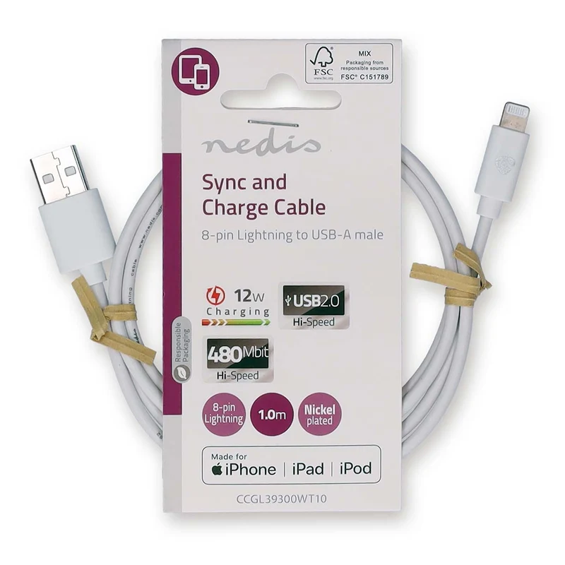 Lightning Kabel USB 2.0 - Apple Lightning 8-Pins - USB-A Male