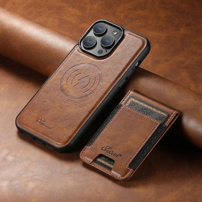 Luxe Leren Telefoonhoes met MagSafe en Kaarthouder voor Heren & Dames