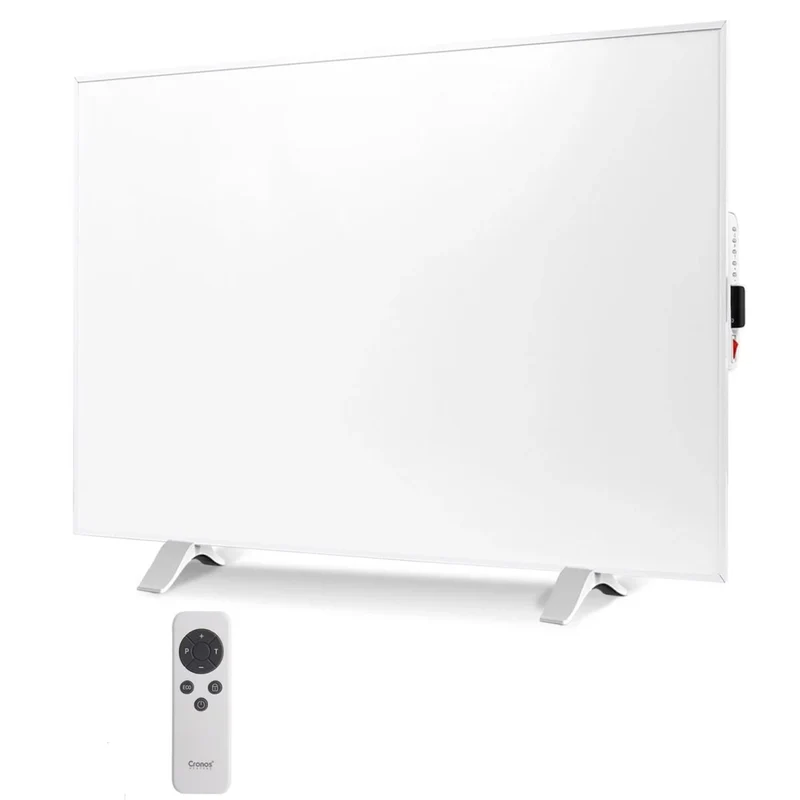 Chauffage infrarouge Cronos, 500W, blanc, anti-allergique, ultra-mince, surface mate, chauffe jusqu'à 14m2, Synthelith PRO CRP-500TWP Blanc