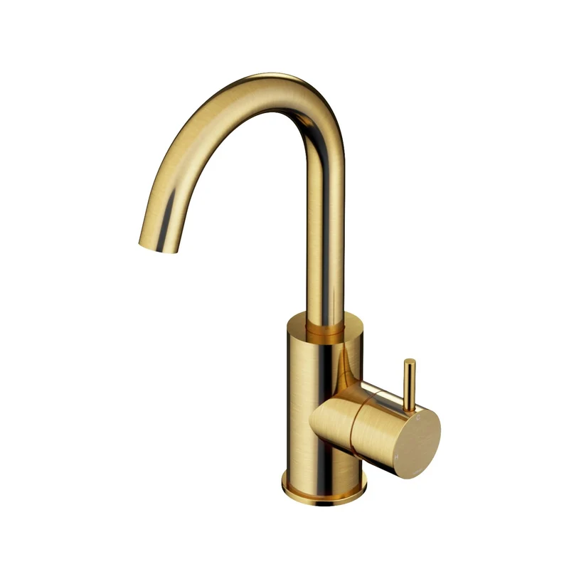 Hotbath Cobber CB004 wastafelkraan met draaibare uitloop - Geborsteld Messing