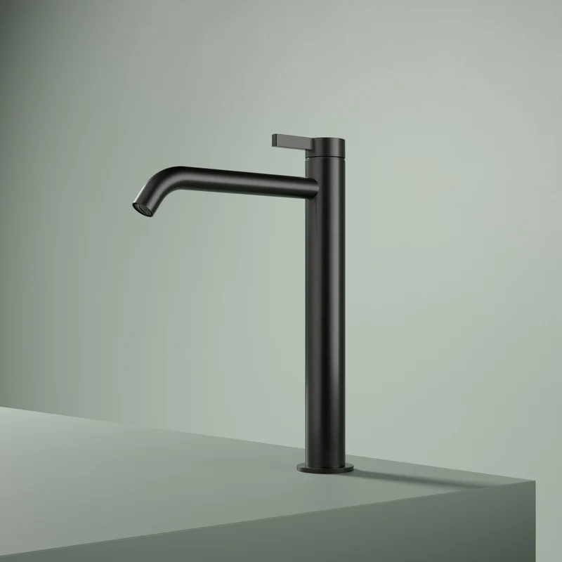 Hotbath Ace AC003H wastafelkraan hoog - Geborsteld Zwart PVD