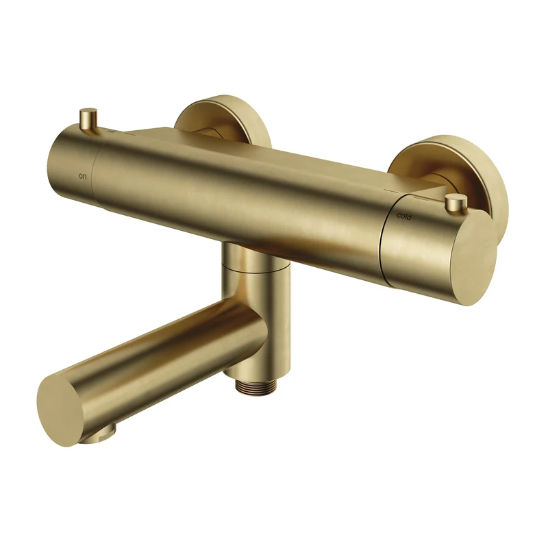 Hotbath Cobber B020 badthermostaat met draaibare uitloop Geborsteld Messing