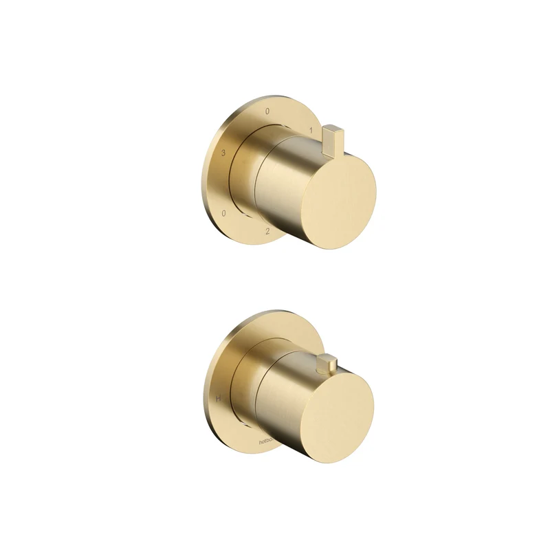 Hotbath Ace AC039EXT afbouwdeel voor inbouw thermostaat met 3-weg stop-omstel - Geborsteld Messing PVD