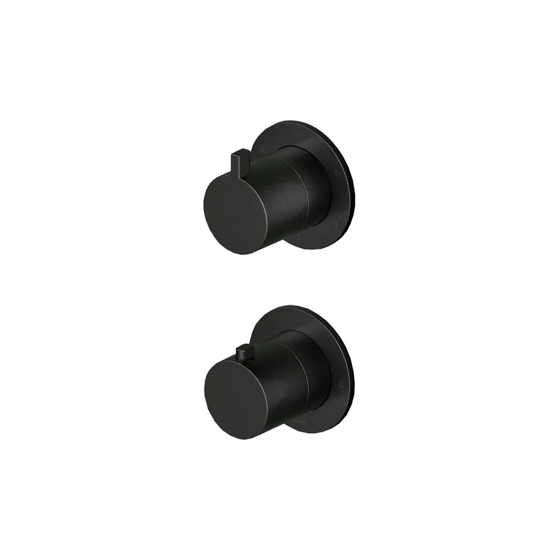 Hotbath Ace AC039EXT afbouwdeel voor inbouw thermostaat met 3-weg stop-omstel - Geborsteld Zwart PVD