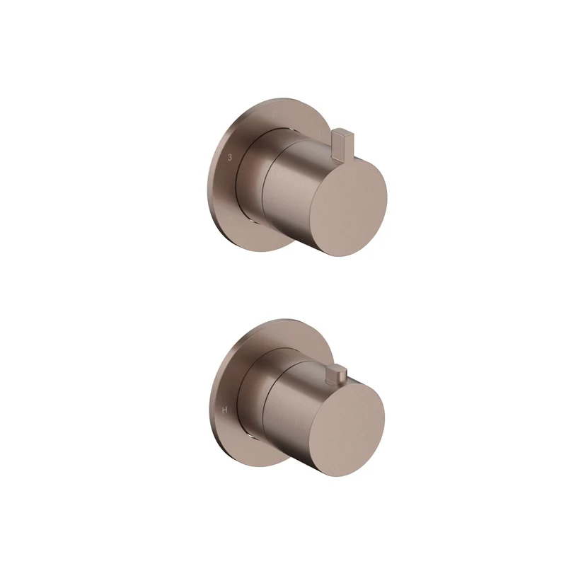 Hotbath Ace AC039EXT afbouwdeel voor inbouw thermostaat met 3-weg stop-omstel - Geborsteld Koper PVD
