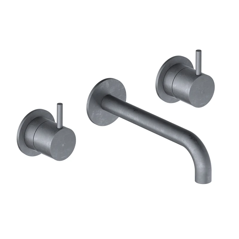 Hotbath Cobber CB105TEXT18 afbouwdeel voor 3-gats inbouw wastafelkraan - 18cm uitloop - Verouderd IJzer