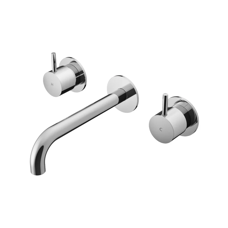 Hotbath Cobber CB105TEXT18 afbouwdeel voor 3-gats inbouw wastafelkraan - 18cm uitloop - Chroom