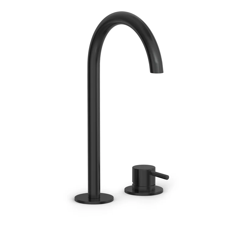 Hotbath Cobber CB023H wastafelkraan 2-gats hoog - Geborsteld Zwart PVD