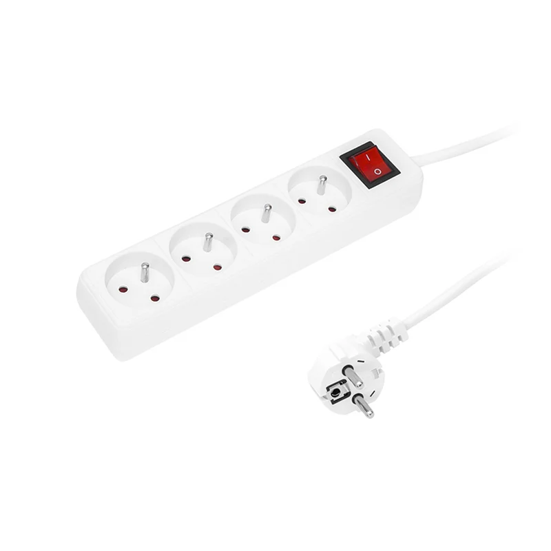 Verlengkabel met 4 geaarde contactdozen met schakelaar 1,5m wit PR-470wsp 3x1,5mm Blow