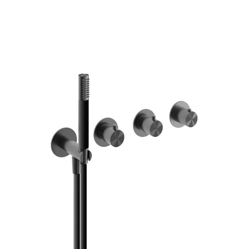 Hotbath Archie AR7171EXT afbouwdeel - inbouw bad/douche thermostaat 2 stopkranen zonder uitloop - RVS316 - Geborsteld Gunmetal PVD