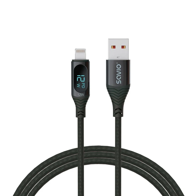 Câble USB à Lightning Savio, affichage numérique, longueur 1m, SAVKABELCL-173