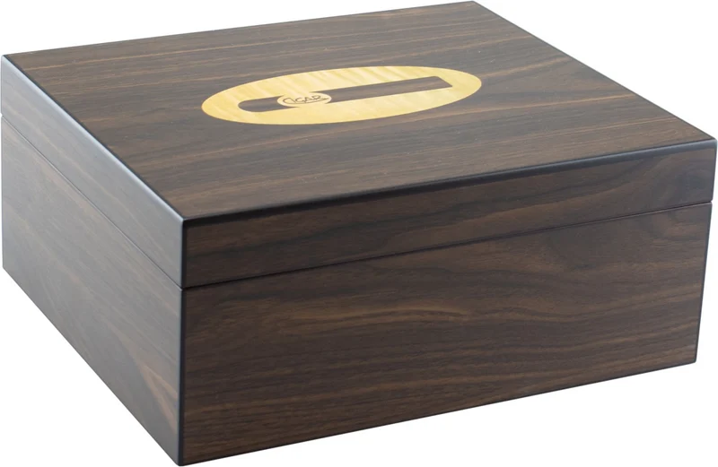 Humidor Walnoot m. Cigar logo