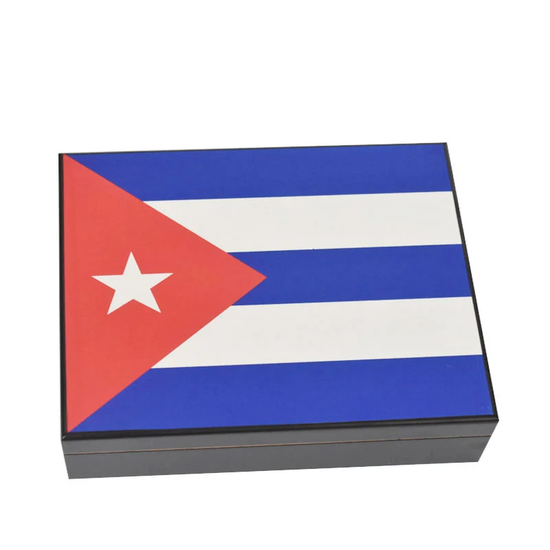 Humidor zwart met Cuba vlag