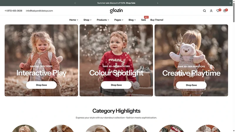 Glozin theme – Kids Toys | Toys & Children Products