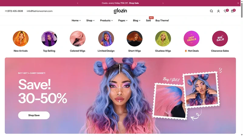 Glozin theme – Wigs | Beauty & Hair Extensions