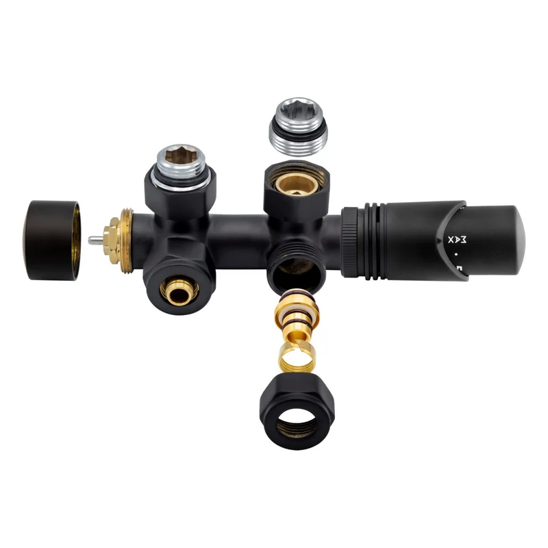 BELRAD Thermostatische Radiatorkraan – Middenaansluitset Muur – Zwart – M30 x 16/2