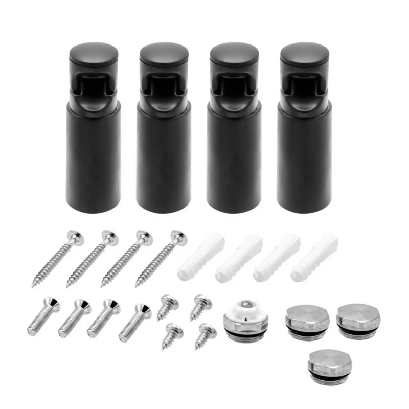 BELRAD bevestigingsset badkamer radiator – 4 stuks – Mat Zwart