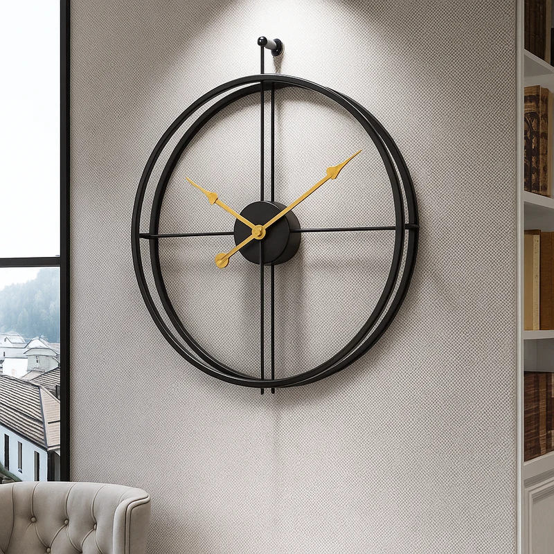 Vermilion Wandklok | Stille Stijl | Zwart/Grijs Design – 55/60 cm