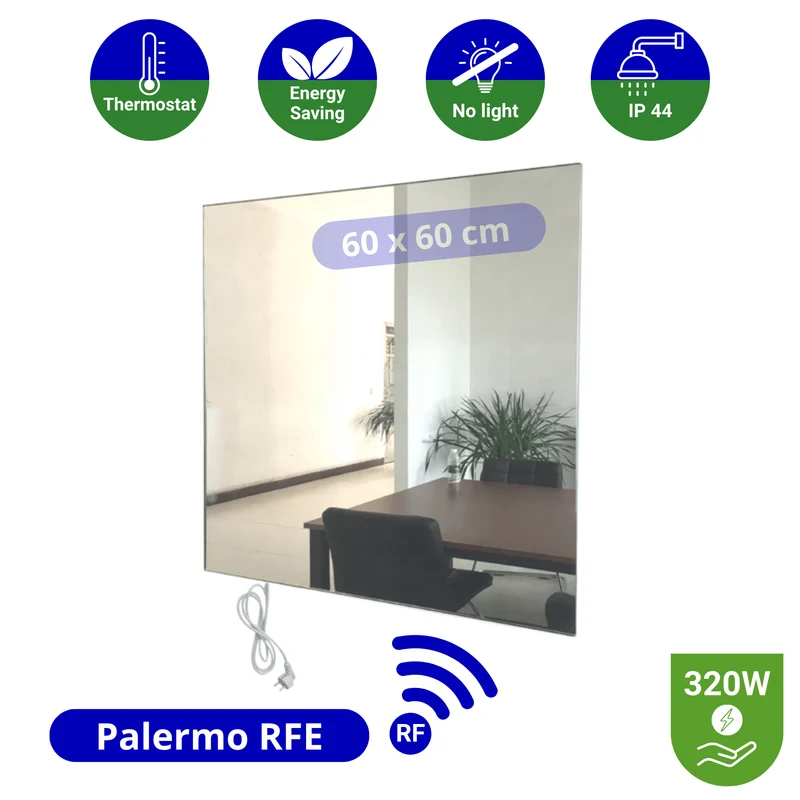 Infrarood Spiegel Palermo RFE - Draadloze thermostaat - 60 x 60 cm - 320 Watt