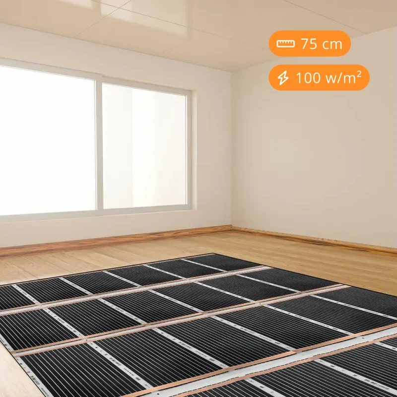 Infrarood vloerverwarmingsfolie, 75cm breed - 100w/m2