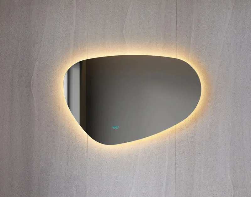 Second chance - Asymmetrical mirror with organic LED lighting and anti-condensation, 90 cm wide and 60 cm high - Default