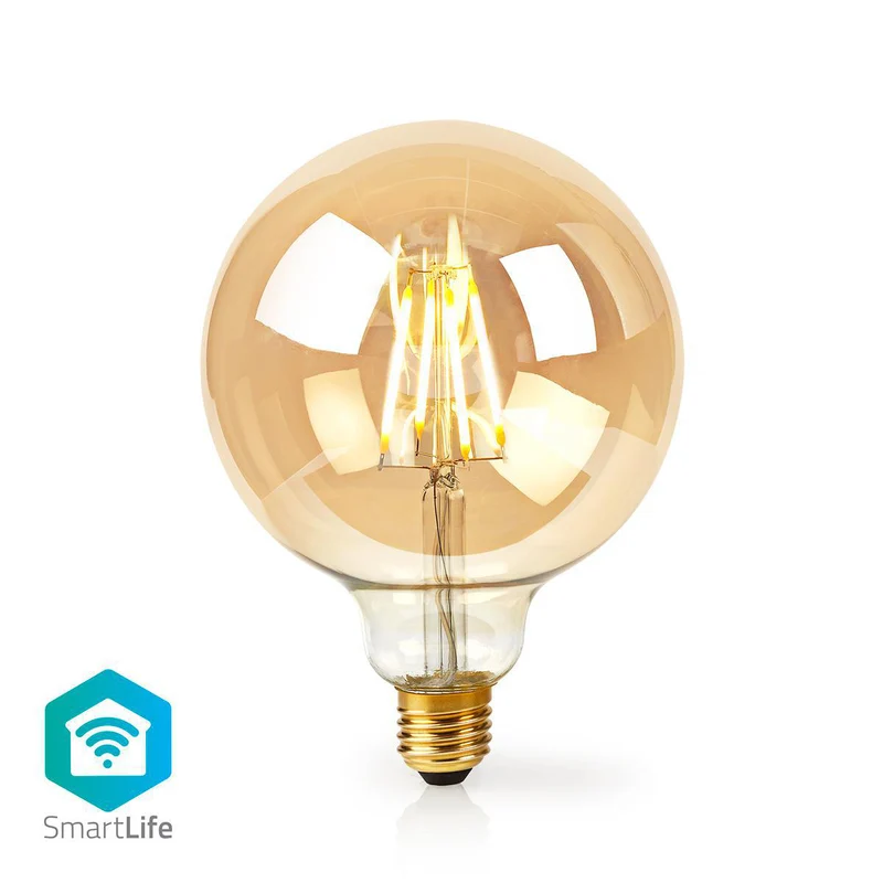 Nedis Smart LED Filamentlamp E27 – Globe, Warm Wit, Dimbaar