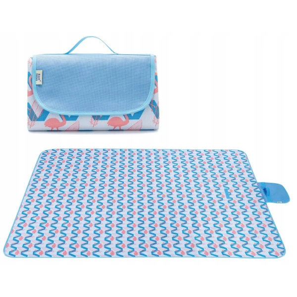 Strand/Picknickmat - Blauw Flamingo Motief
