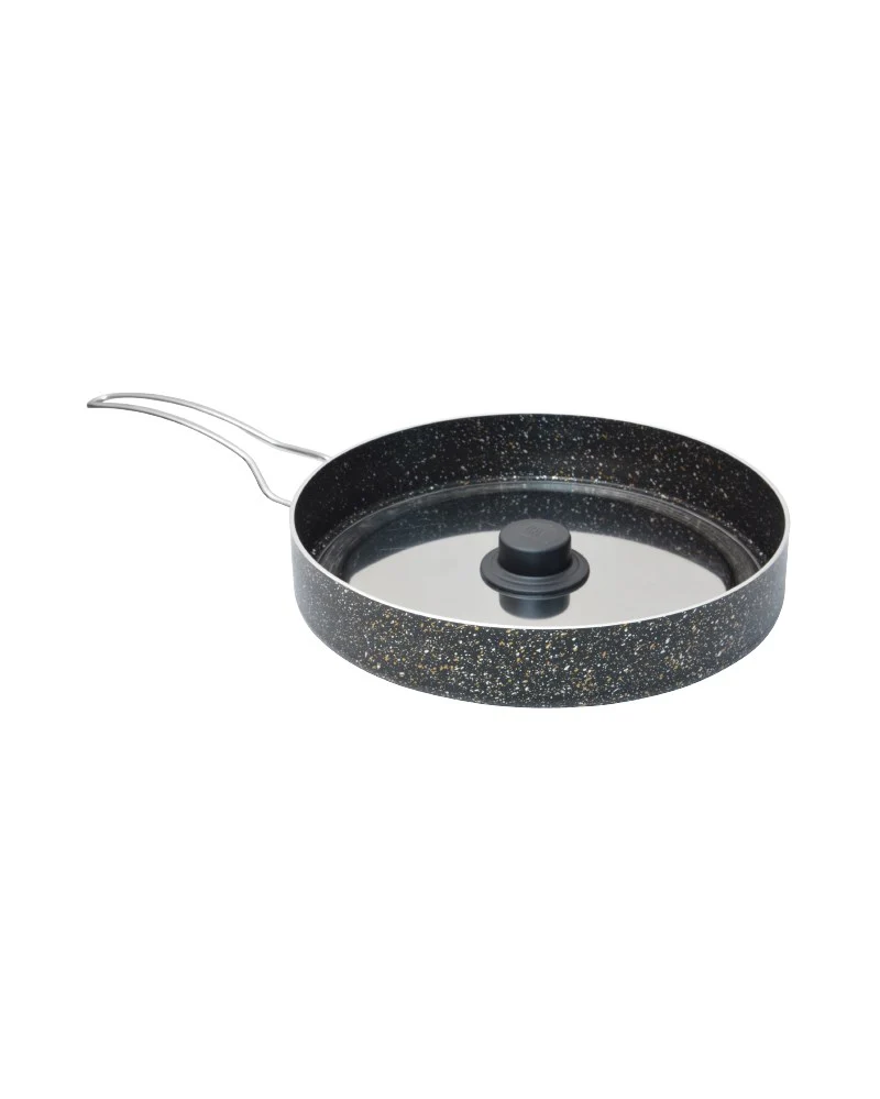 Granieten vis pan / koekenpan met deksel (28 cm)