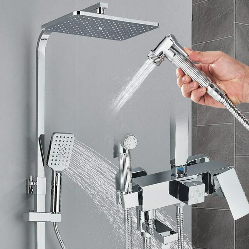 Doucheset - AquaFlow - Luxe Regen Douche - Brass Mengkraan