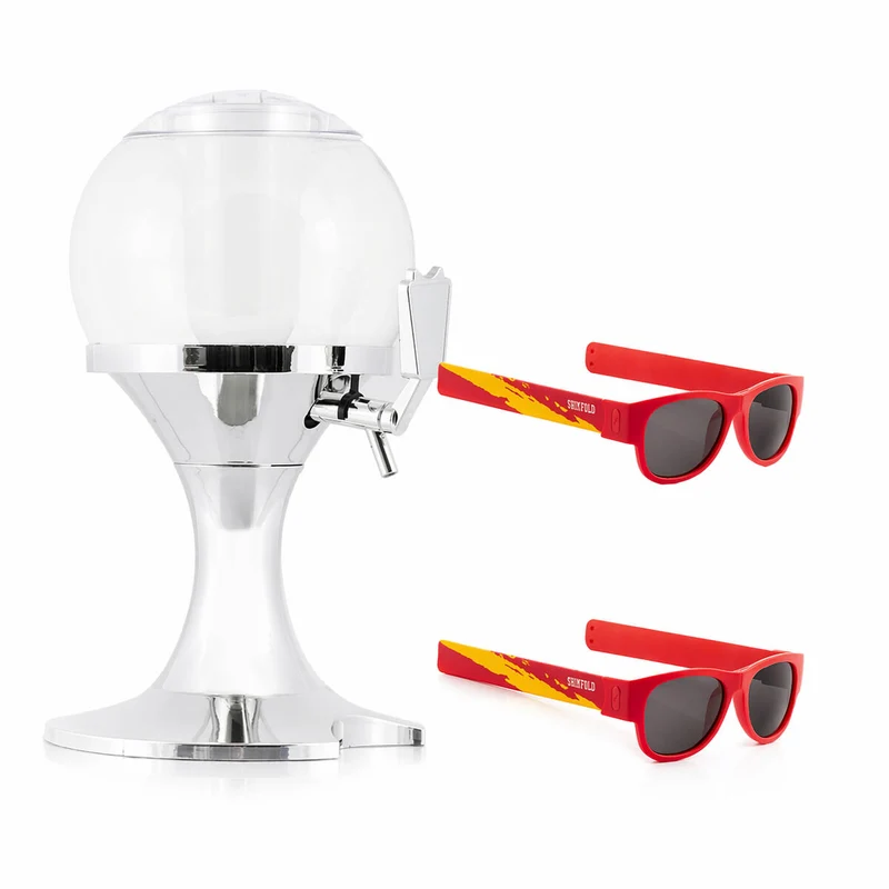 Pack Dispensador de Cerveza Refrigerante InnovaGoods y 2 Gafas de Sol Enrollables Sunfold Spain Red