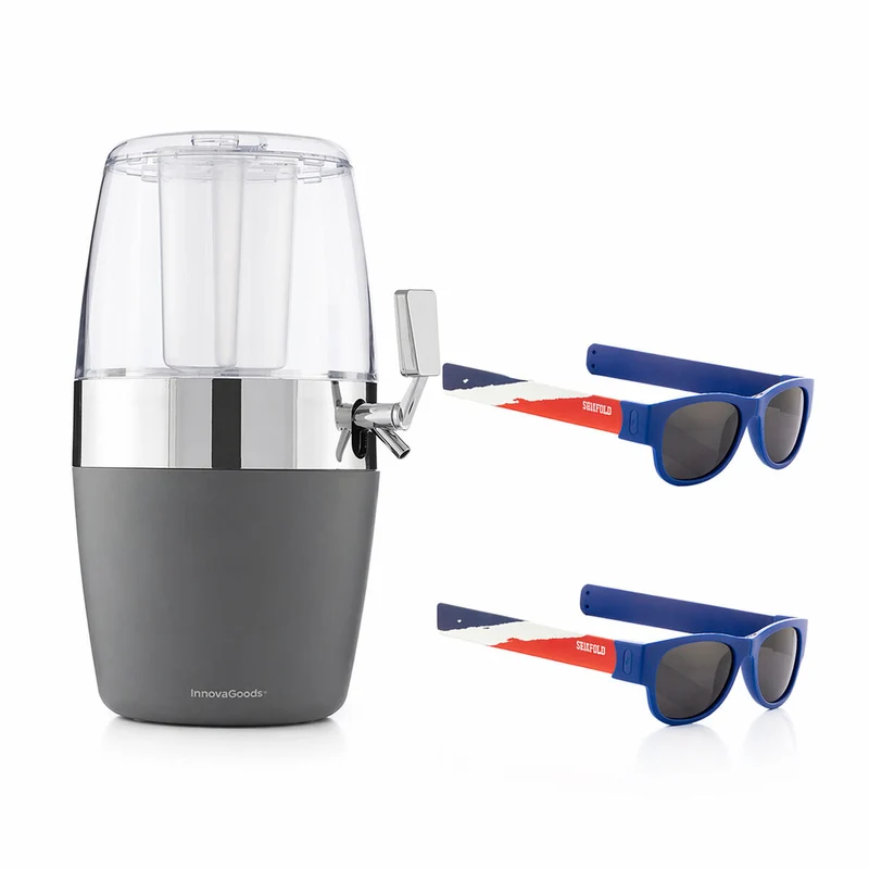 Pack Dispensador de Cerveza Refrigerante InnovaGoods y 2 Gafas de Sol Enrollables Sunfold France