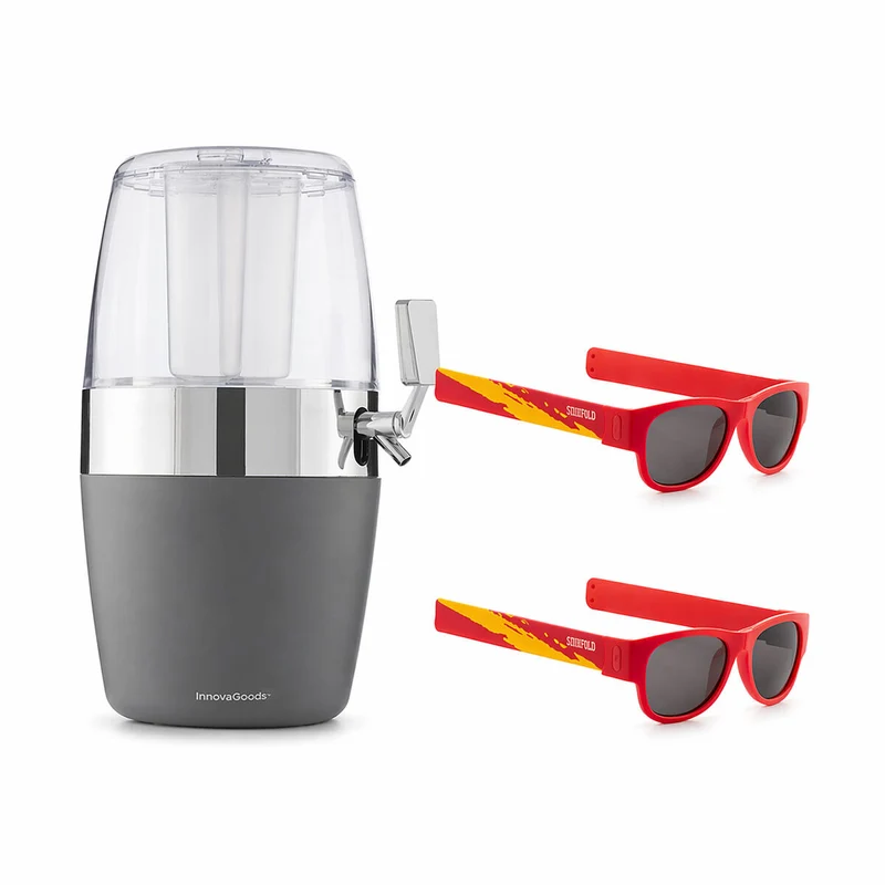 Pack Dispensador de Cerveza Refrigerante InnovaGoods y 2 Gafas de Sol Enrollables Sunfold Spain Red
