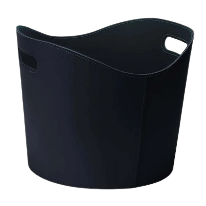 Vedkorg TermaTech imitationsläder svart rund
