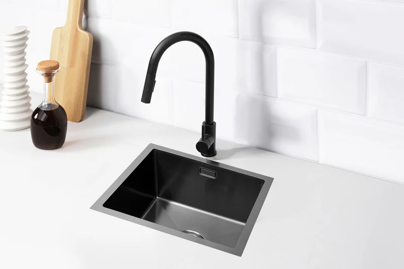 Second chance - Nurion Sink Black Metal 44.5 x 34.5 – Kitchen Sink - Kitchen Sinks – Kitchen Washbasin - without Tap Hole Stainless Steel - Default