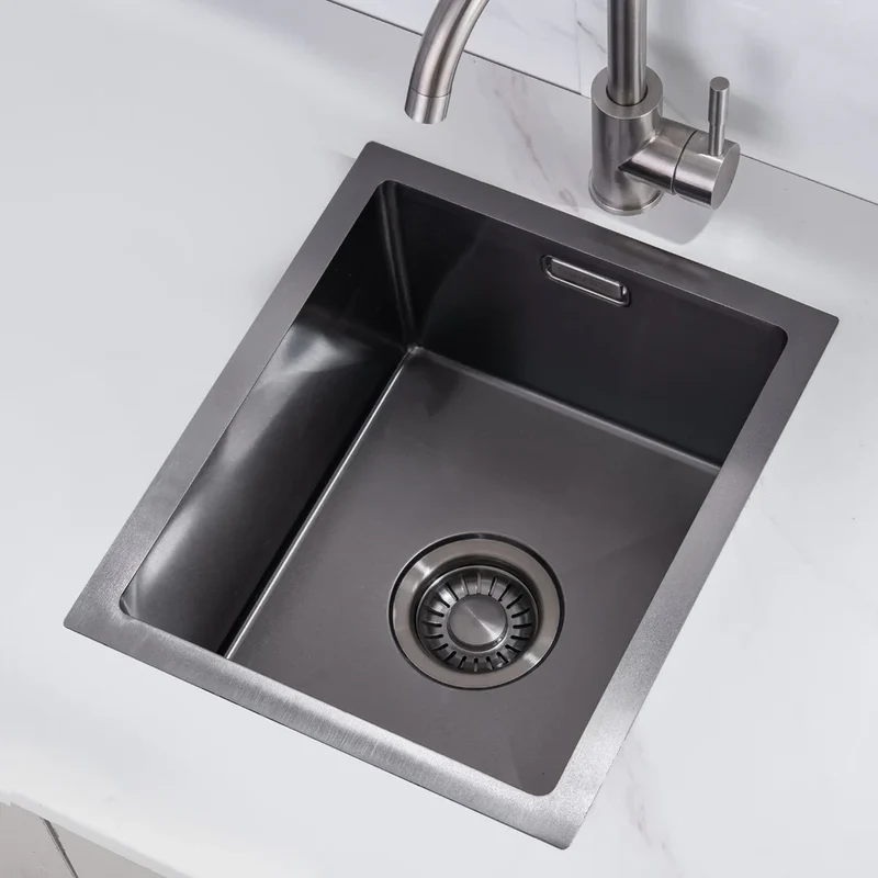 Second chance - Nurion Sink Black Metal 28.5 x 34.5 – Kitchen Sink - Kitchen Sinks – Kitchen Washbasin - without Tap Hole Stainless Steel - Default