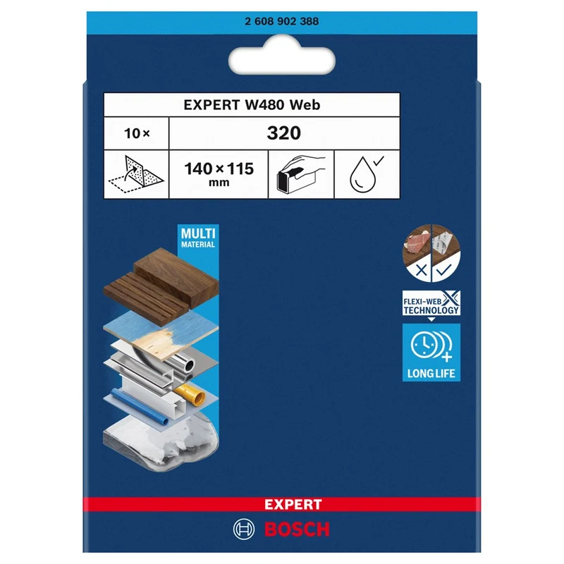 Bosch EXPERT SCHUURVEL WEB W480 G320, 10X