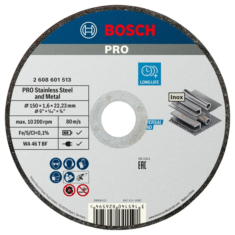 Bosch SCHIJF PRO METAL INOX 150X1.6X22.23MM