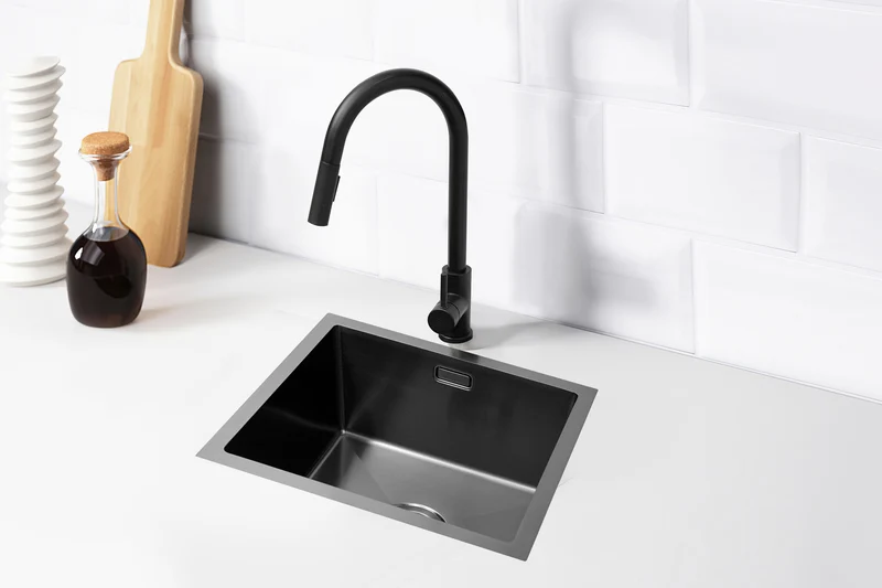 Second chance - Nurion Sink Black Metal 44.5 x 34.5 – Kitchen Sink - Kitchen Sinks – Kitchen Washbasin - without Tap Hole Stainless Steel - Default