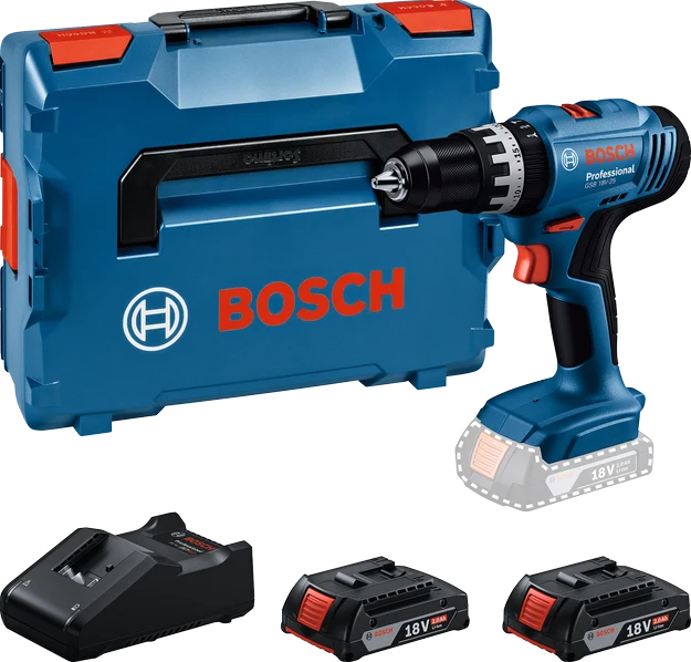 BOSCH GSB 18V-25 KLOPSCHROEFBOORMACHINE L-BOXX - 2X GBA 18V 2,0 AH EN LADER (accu klopboormachine)