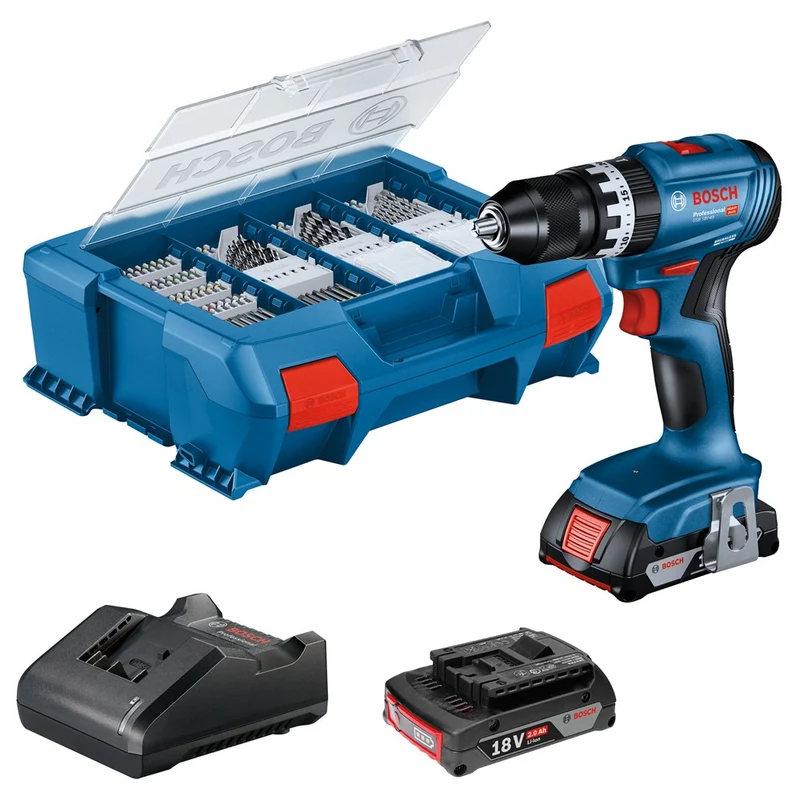 BOSCH GSB 18V-45 KLOPSCHROEFBOORMACHINE GBA 2x2,0Ah, GAL 18V-20, 82 (accu klopboormachine)