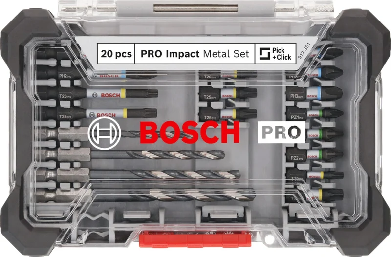 Bosch PRO IMPACT Bits + Metaalboren 20-delig in Display - 2608521U84