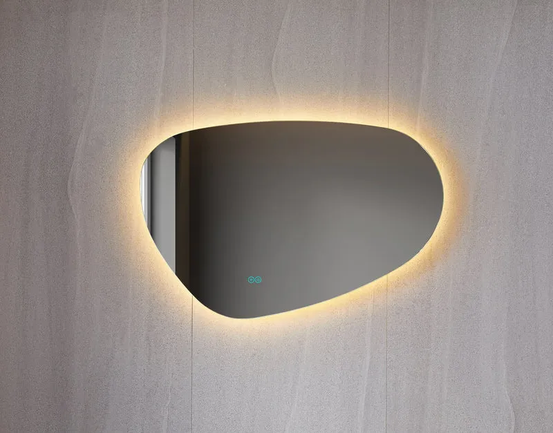 Second chance - Asymmetrical organic mirror with LED lighting and anti-condensation, 100 cm wide and 65 cm high - Default