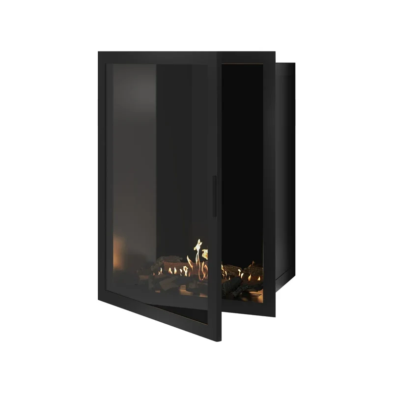 Selected verticale enkelzijdige bio-ethanol inbouwhaard – volglas – 80 × 100 cm | Wild Flame