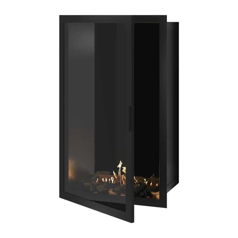 Selected verticale enkelzijdige bio-ethanol inbouwhaard – volglas – 80 × 140 cm | Wild Flame