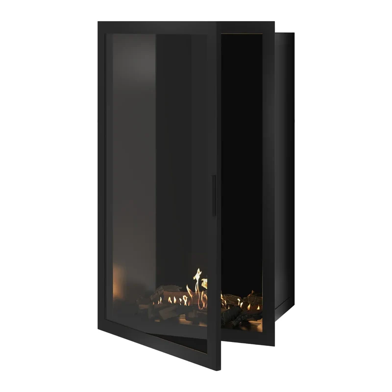 Selected verticale enkelzijdige bio-ethanol inbouwhaard – volglas – 80 × 160 cm | Wild Flame