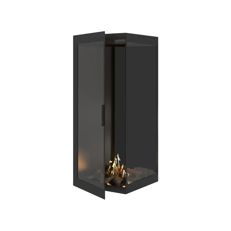 Base Bio-ethanol Verticale Inbouw Hoekhaard Rechts – Volledig Glas – 60 x 120 cm | Wild Flame