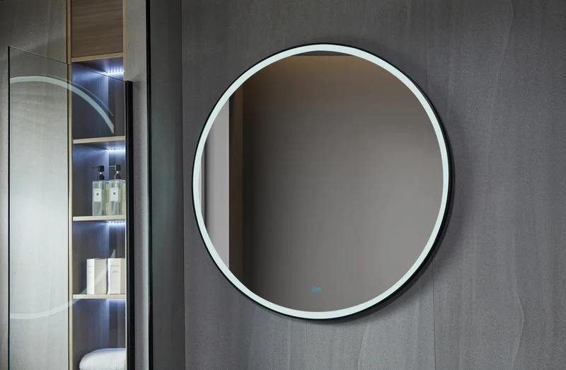 Second chance - Round mirror 100 cm with black frame, LED lighting and anti-condensation - Default