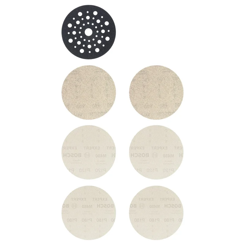 Bosch EXPERT 6-DELIGE SET M480 SCHUURNET BEST FOR WOOD AND PAINT + TUSSENPAD DIAMETER