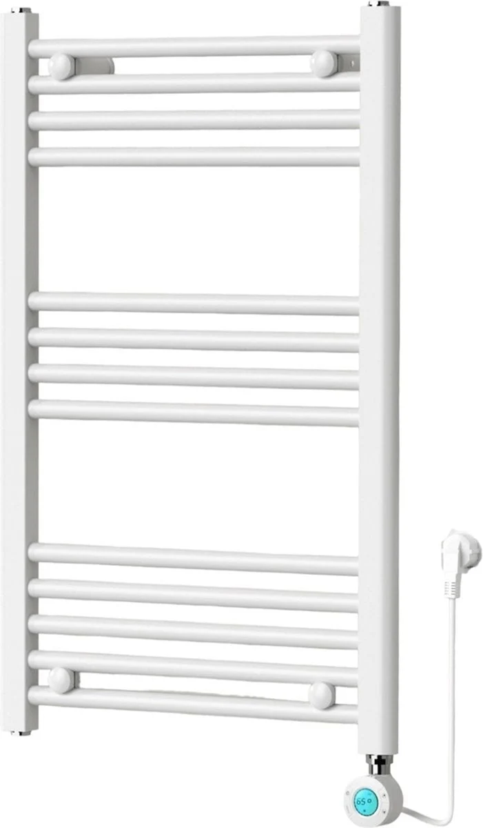 Electric Towel Radiator with Digital Thermostat - Bathroom Radiator - 800 × 500 mm - Matte white - 300 Watt