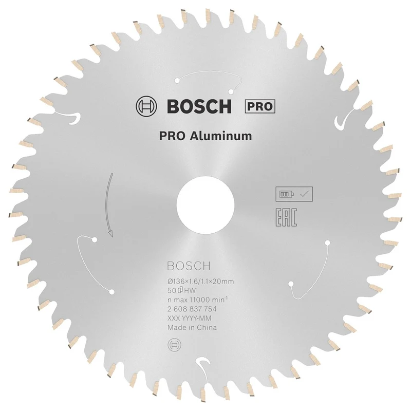 Bosch CIRKELZAAGBLAD ALUMINIUM 136X20X1.6/1.1X50T